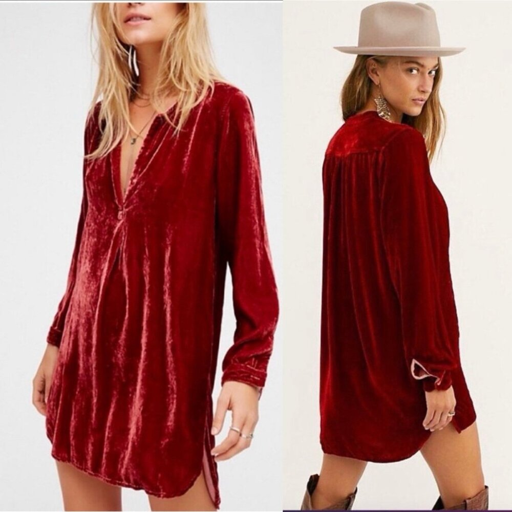 Free People x CP Shades Jacey Red Velvet Tunic